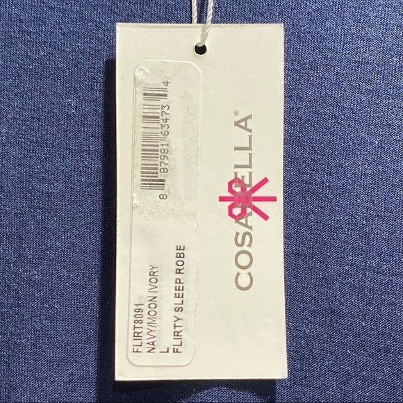 COSABELLA lace trim flirty sleep robe NAVY/MOON L - Picture 9 of 13